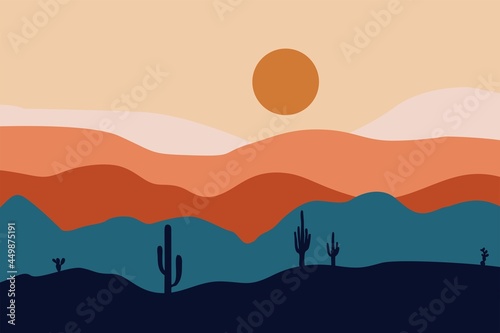 landscape painting  arid landscape in the evening