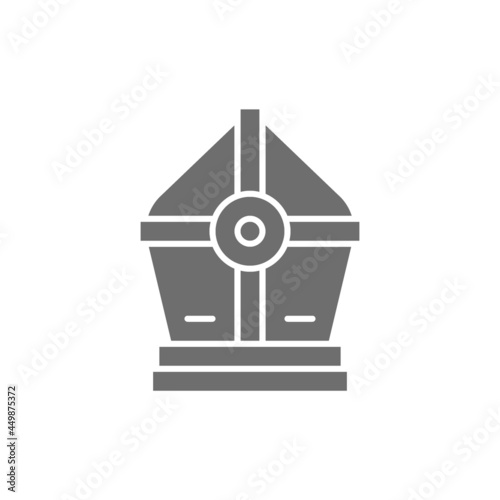 Holy Pope hat grey icon. Isolated on white background