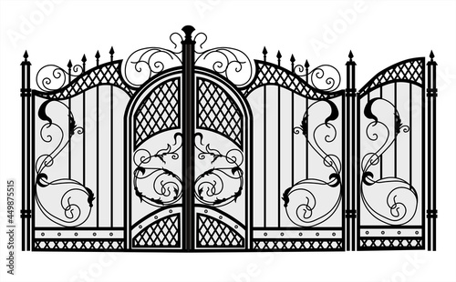 SKETCH of forged metal elements with antique ornaments. Artistic forging belongs to the category of handwork. set of decorative curl borders on white background. goal