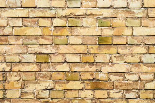 Old yellow brick wall  grunge background. Copy space