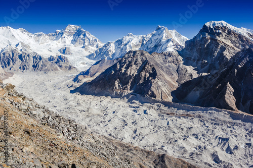 Ngozumba glacier in Himalayas. Gokyo region, Nepal, Himalayas photo