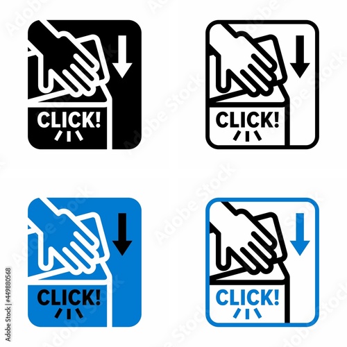 "Click when opening/closing lid" item property information sign