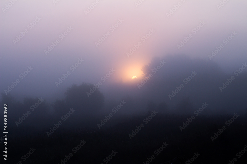 dawn on a foggy morning dawn on a foggy morning