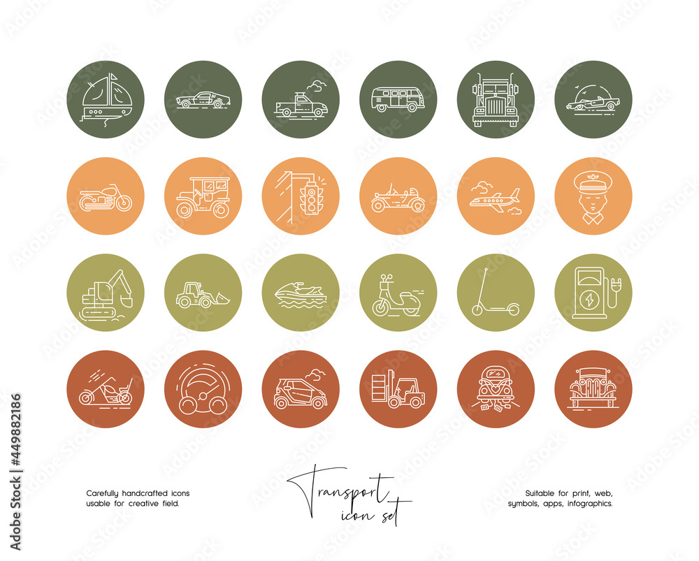 Set of hand drawn line art vector transport illustrations. Vector line icons set for social media story highlight covers. Set of hand drawn line art vector transport illustrations. Vector line icons set for social media story highlight covers.
