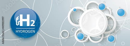 H2 Hydrogen White Rings Blue Circles Gray Header