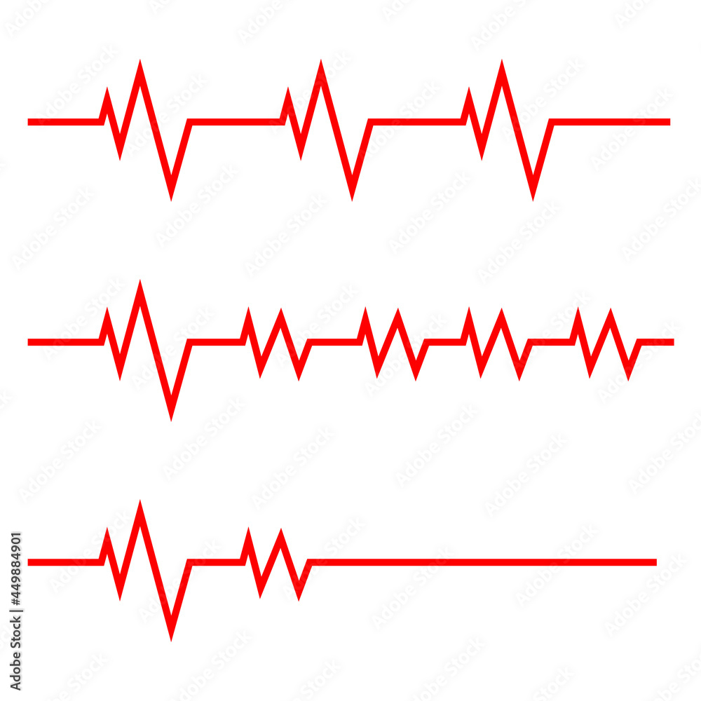 Vector illustration of heart beat cardiogram in red
