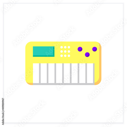 Synthesizer flat icon. Classical keyboard orchestral musical instrument. Classical, ethnic and modern music. Music from different countries. 3d vector illustration
