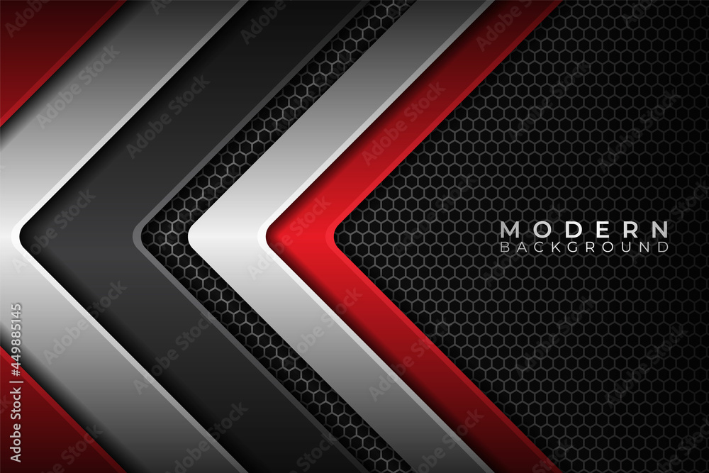 Abstract Modern Metallic Arrow Red Silver with Dark Background Abstract Modern Metallic Arrow Red Silver with Dark Background
