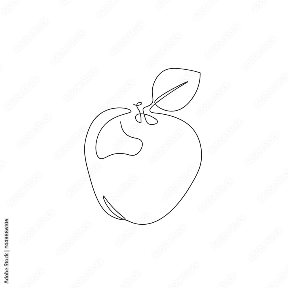 One line apple art. Single line illustration of an apple One line apple art. Single line illustration of an apple