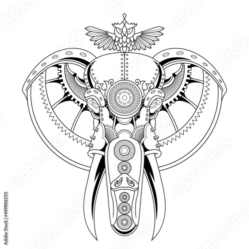 Elephant ornament Illustration in lineal style