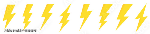Set lightning bolt. Thunderbolt flat style - stock vector.