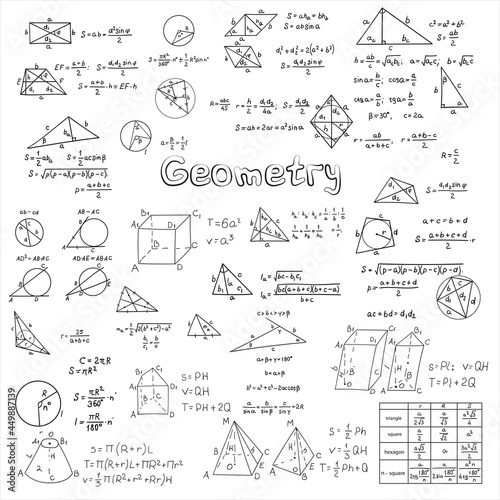 geometry, back to school, illustration of school geometric formulas