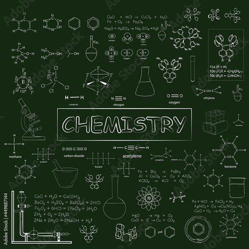 chemistry, back to school, school chemical formulas illustration