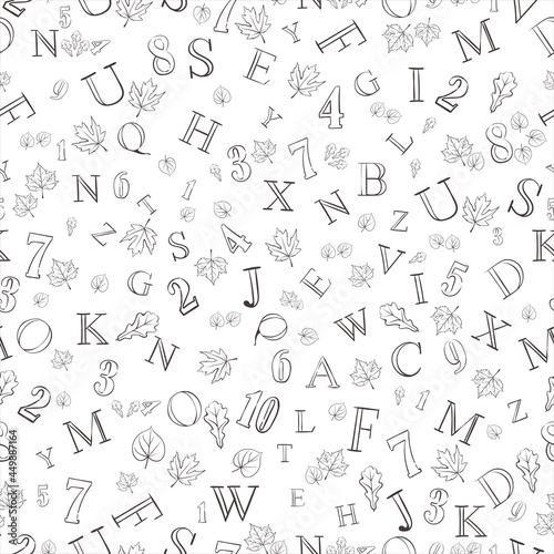 seamless pattern with numbers and letters  handmade seamless pattern