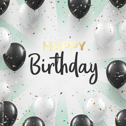 Realistic happy birthday greeting card vector festive celebration congratulations postcard