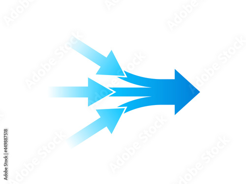 Three Arrow Converging icon. Clipart image isolated on white background photo