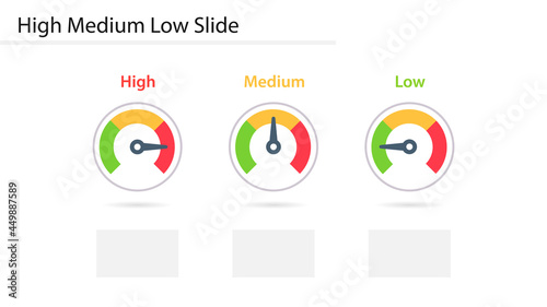 High Medium Low slide template. Clipart image