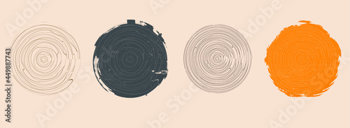 Modern design elements  . Contemporary abstract vector striped geometric round shapes . Background, Trendy hand drawn wavy lines pattern .