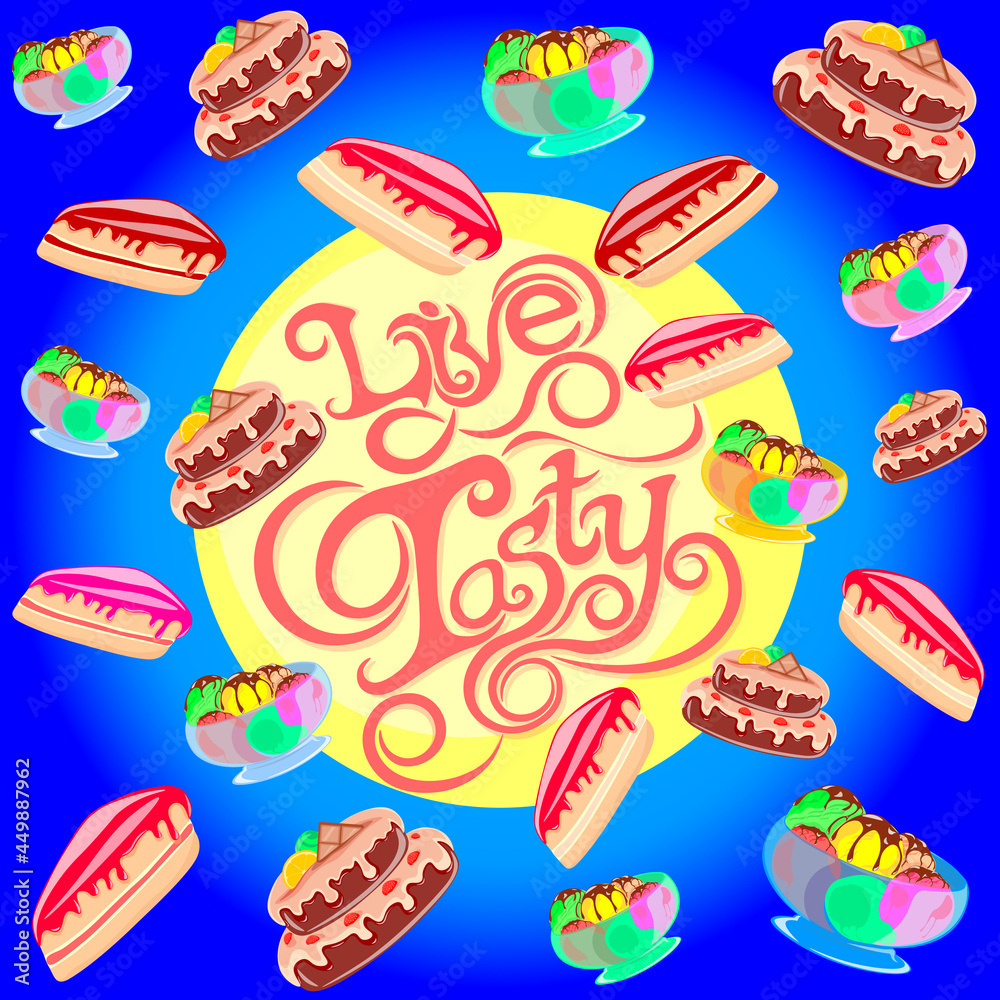 Mega splash of fast and delicious food that you will only love, vector illustration on background