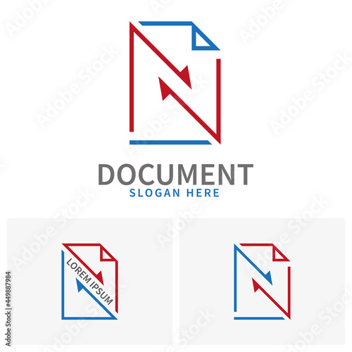 Set Logo document. Sheets of paper with arrows depicts the exchange of documents.