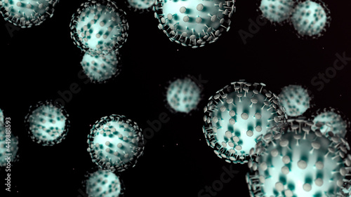 Virus cells. 3D illustration of Coronavirus cells	