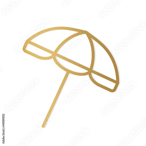 golden beach umbrella icon- vector illustration