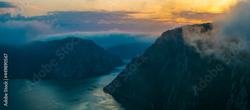 Iron Gates of the Danube River Between Serbia and Romania