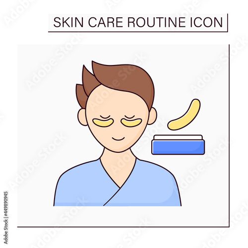 Cosmetology color icon. Eyes patches for puffiness and dark circles. Beauty procedure.Skin care routine concept. Isolated vector illustration