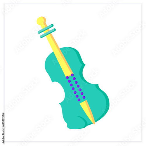 Violin color icon. Classical string orchestral musical instrument. Classical, ethnic and modern music. Music from different countries. 3d vector illustration