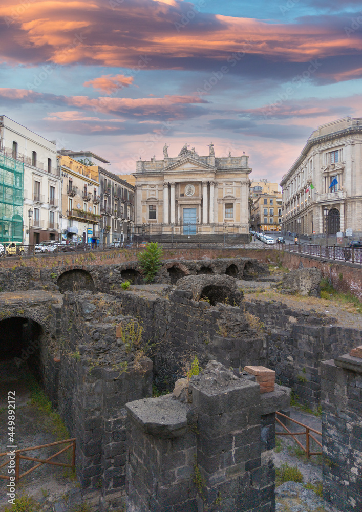 Catania (Sicilia, Italy) - The artistic historical center in the metropolitan city of Catania, Sicily region, during the summer.