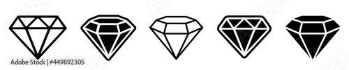 Diamond icons set. Diamonds symbol. Gems collection icon - stock vector.