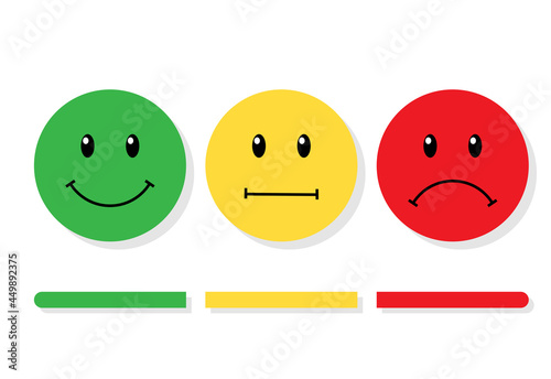 emotion feedback face emoji on a white background. circle set of mile neutral sad icon. vector illustration modern flat design.