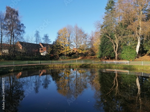 Perfect nature reflections from the trees in the lakes around Jutland in Denmark during autumn