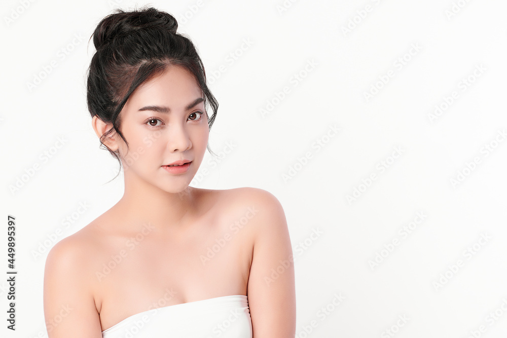 Beautiful young asian woman with clean fresh skin on white background, Face care, Facial treatment, Cosmetology, beauty and spa, Asian women portrait. Beautiful young asian woman with clean fresh skin on white background, Face care, Facial treatment, Cosmetology, beauty and spa, Asian women portrait.