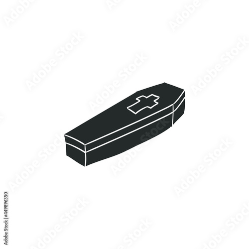 Coffin Icon Silhouette Illustration. Vampire Grave Vector Graphic Pictogram Symbol Clip Art. Doodle Sketch Black Sign.