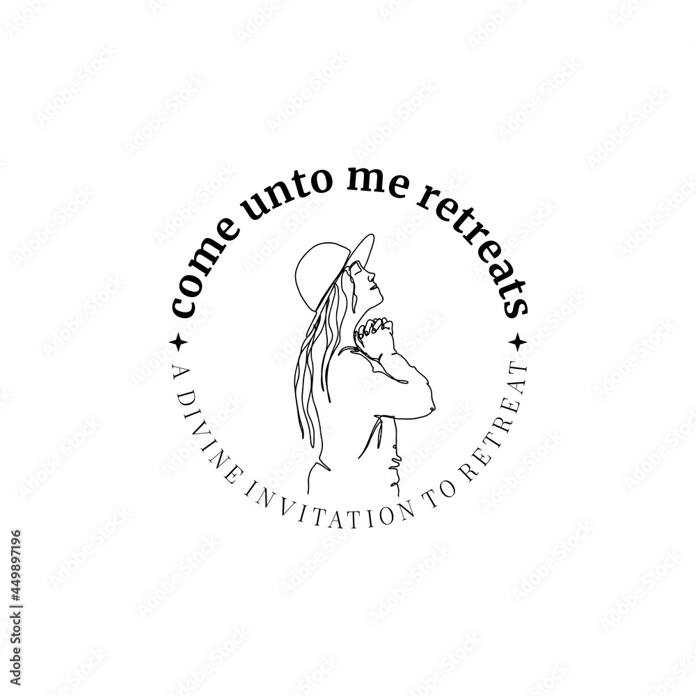 Line art of praying woman abstract logo and vector Line art of praying woman abstract logo and vector