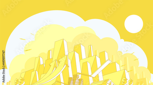 City appearance with gold tone shows economy and finance vector illustration graphic EPS10