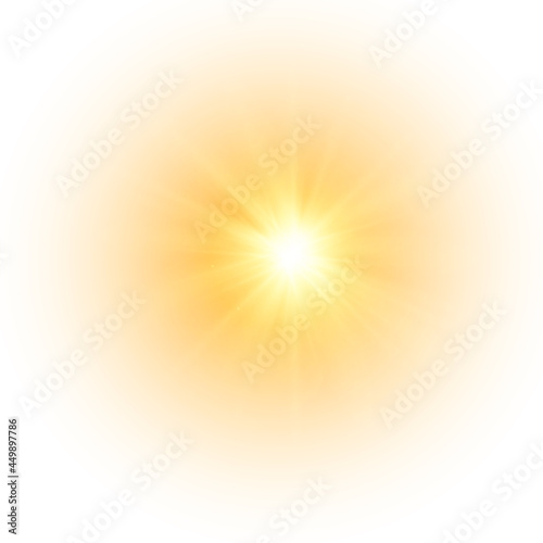 Flash yellow sun  star flashed with sparkles.