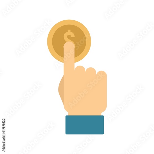 Push coin online loan icon flat isolated vector
