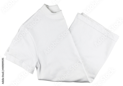 White folded t-shirt isolated on white background