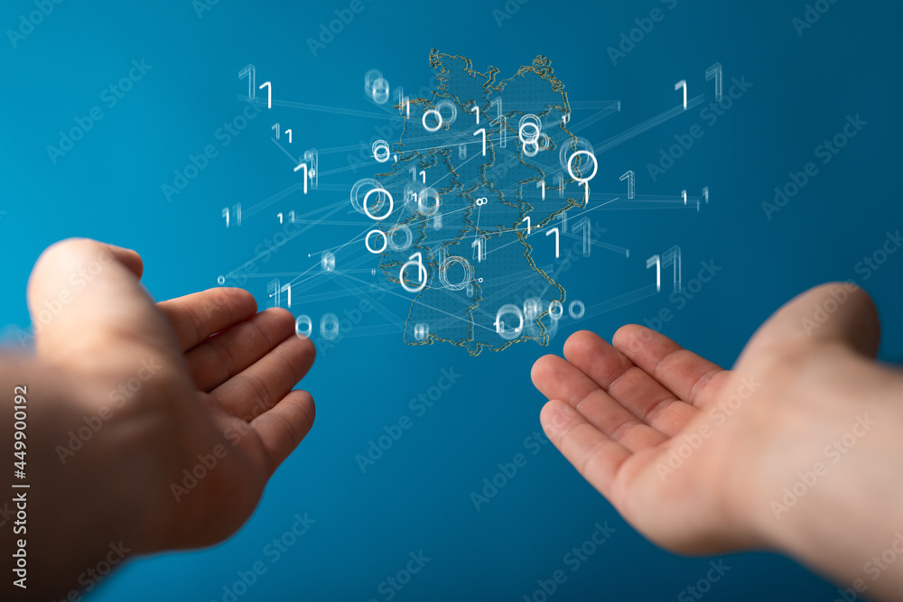 Germany map illustration in blockchain technology Germany map illustration in blockchain technology