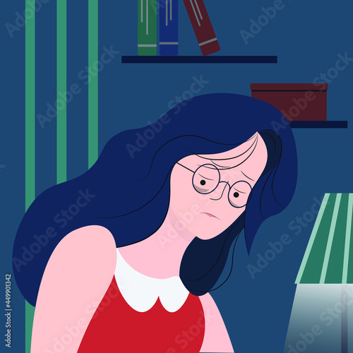 A girl who stays up late vector illustration