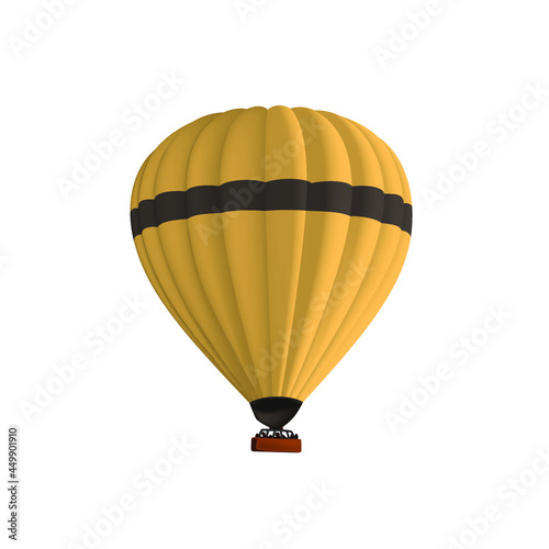 Hot air yellow balloon vector illustration. Graphic isolated colorful parachute aircraft. Balloon festival.