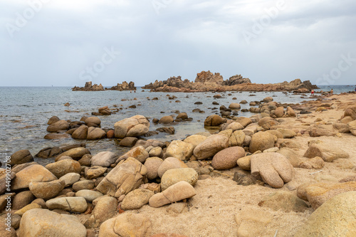 beautiful beach and characteristic reddish rocks of Cala Caneddi,  Paradiso. Trinit?� d'Agultu e Vignola, Sardinia, Italy, Europe photo