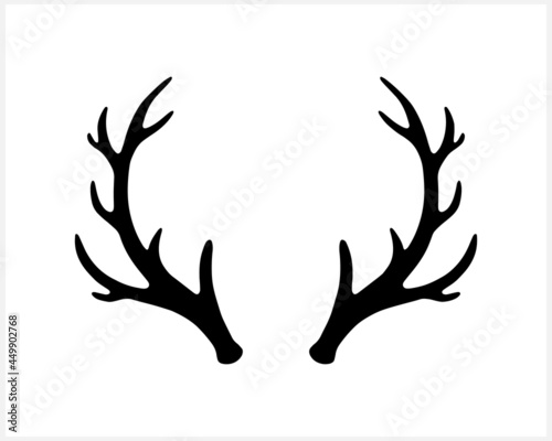 Antlers elk or deer icon isolated on white. Silhouette Christmas symbol. Xmas stencil. Vector stock illustration. EPS 10