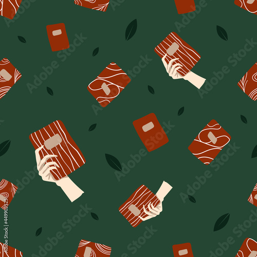 Flat hand draw doodle book pattern. Old style vintage pattern. Background, wallpaper, textile pattern
