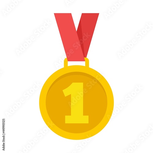 Gold premium medal icon flat isolated vector
