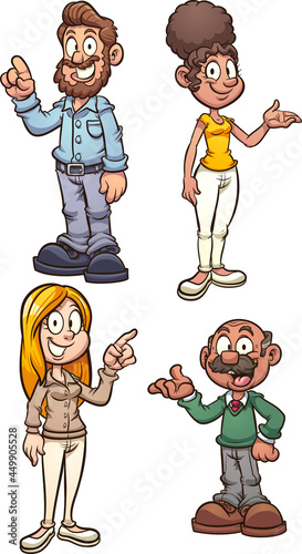 Cartoon adult characters male and female. Vector clip art illustration with simple gradients. Each on a separate layer. 
