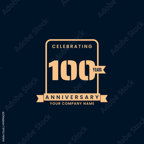 Gold modern 100 year anniversary logo. birthday. Celebration. Celebrating. element. Tape