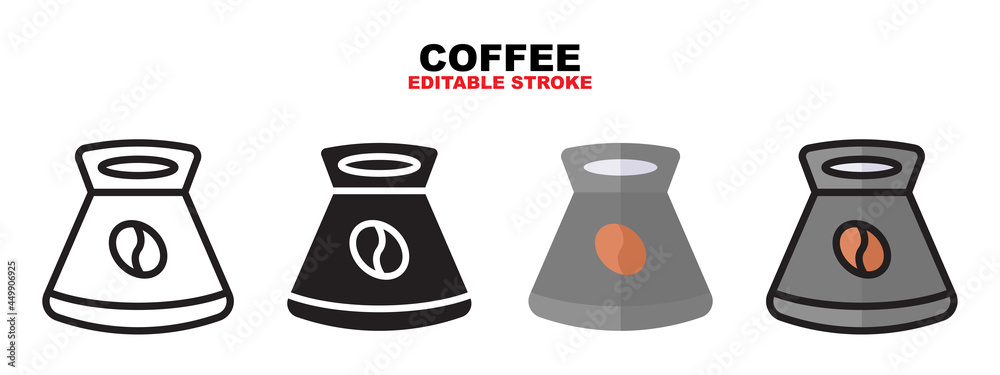 Outline, glyph black, flat color and filled line color, icon symbol set, coffee concept, Isolated vector design, editable stroke Outline, glyph black, flat color and filled line color, icon symbol set, coffee concept, Isolated vector design, editable stroke